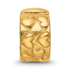 Sterling Silver Gold-Plated Hinged Hearts Bead with Polished Finish