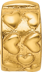 Sterling Silver Gold-Plated Hinged Hearts Bead with Polished Finish