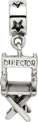 Sterling Silver 925 Dangle Bead with Antiqued Director's Chair Charm