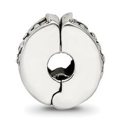 Sterling Silver 925 Hinged Floral Clip Bead with Antiqued Finish