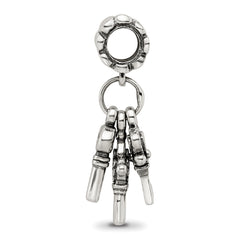 Sterling Silver 925 Dangle Bead with Three Keys Antique Finish