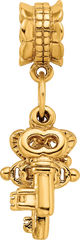 Sterling Silver Gold-Plated Dangle Bead with Three Keys Charm Polished Finish