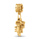 Sterling Silver Gold-plated Reflections Three Keys Dangle Bead