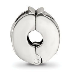 Sterling Silver 925 Hinged Heart Clip Bead with Antiqued Finish