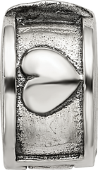 Sterling Silver 925 Hinged Heart Clip Bead with Antiqued Finish