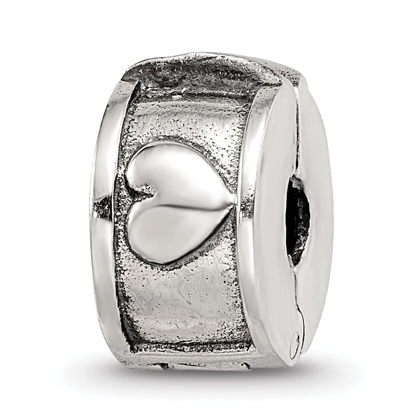 Sterling Silver Reflections Hinged Heart Clip Bead