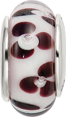 Sterling Silver Floral Hand-Blown Glass Bead with Antiqued Finish Elegant Design