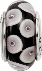 Sterling Silver Hand-Blown Glass Bead with Antiqued Finish Elegant Craftsmanship