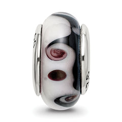 Sophia Jewelers Sterling Silver Hand-Blown Glass Bead with Antiqued Finish