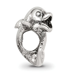 Sterling Silver 925 Kids Dolphin Bead with Antiqued Solid Finish