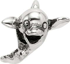 Sterling Silver 925 Kids Dolphin Bead with Antiqued Solid Finish