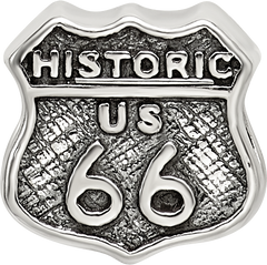 Sterling Silver 925 Route 66 Bead with Antiqued Finish Vintage Charm