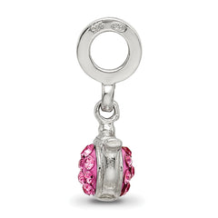 Sterling Silver Teapot Charm with Pink Crystal Accents Elegantly Antiqued