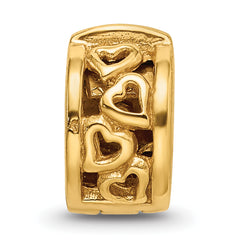 Sterling Silver Gold-Plated Hinged Hearts Clip Bead with Polished Finish