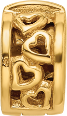 Sterling Silver Gold-Plated Hinged Hearts Clip Bead with Polished Finish