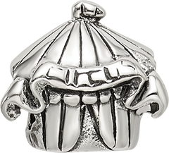 Sterling Silver 925 Circus Tent Bead for Kids with Antiqued Finish