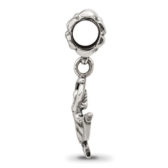 Sterling Silver 925 Dancer Dangle Bead with Antiqued Finish Solid Charm