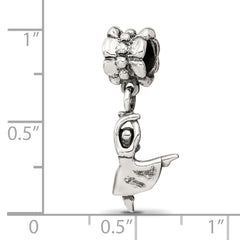Sterling Silver 925 Dancer Dangle Bead with Antiqued Finish Solid Charm