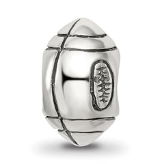 Sterling Silver 925 Football Themed Bead with Antiqued Finish