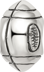 Sterling Silver 925 Football Themed Bead with Antiqued Finish