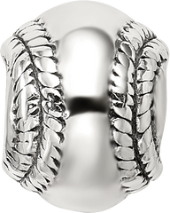 Sterling Silver 925 Baseball Bead with Antiqued Finish Solid Cast Classic Design