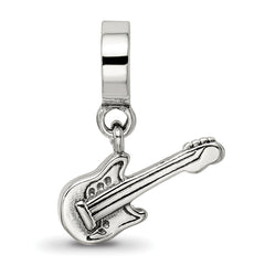 Sterling Silver 925 Electric Guitar Dangle Bead with Antiqued Finish Stylish