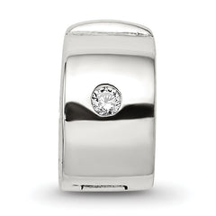 Sterling Silver 925 Hinged CZ Clip Bead with Polished Finish