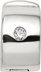 Sterling Silver 925 Hinged CZ Clip Bead with Polished Finish