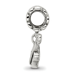 Sterling Silver 925 Antiqued Guitar Dangle Bead with Solid Design