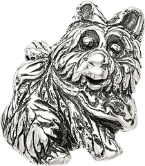 Sterling Silver 925 Kids Dog Bead with Antiqued Finish Solid Design