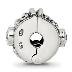 Sophia Jewelers Sterling Silver 925 Antiqued CZ Clip Bead Solid and Elegant Design