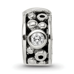 Sophia Jewelers Sterling Silver 925 Antiqued CZ Clip Bead Solid and Elegant Design