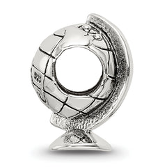 Sterling Silver 925 Antiqued Globe Bead with Solid Casted Design