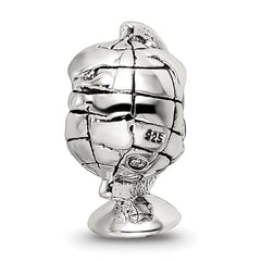 Sterling Silver 925 Antiqued Globe Bead with Solid Casted Design