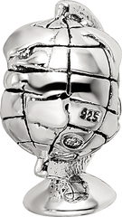 Sterling Silver 925 Antiqued Globe Bead with Solid Casted Design