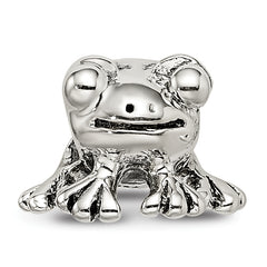 Sterling Silver 925 Antiqued Frog Bead Solid Casted Premium Charm