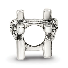 Sterling Silver 925 Kids Angel Cross Bead with Antiqued Finish