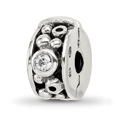 Sterling Silver Reflections Hinged CZ & Dots Clip Bead