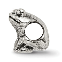 Sterling Silver 925 Kids Frog Bead with Antiqued Finish, Solid and Casted