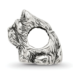 Sterling Silver 925 Scottish Terrier Bead with Antiqued Finish Solid Design