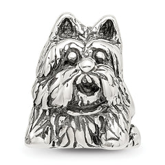 Sterling Silver 925 Scottish Terrier Bead with Antiqued Finish Solid Design