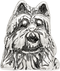 Sterling Silver 925 Scottish Terrier Bead with Antiqued Finish Solid Design