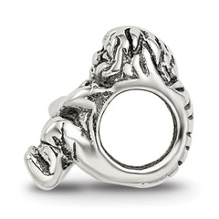 Sterling Silver 925 Bead with Two Kids Design Antiqued Finish