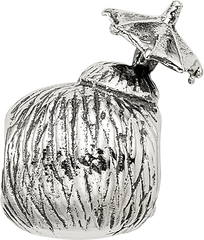 Sterling Silver 925 Coconut Drink Bead with Antiqued Finish Solid Cast
