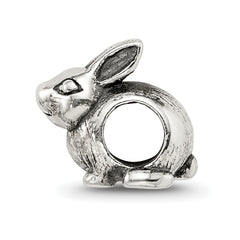 Sterling Silver 925 Antiqued Bunny Bead with Solid Casted Design