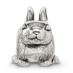 Sterling Silver 925 Antiqued Bunny Bead with Solid Casted Design