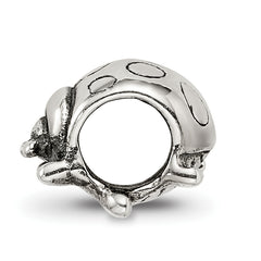 Sterling Silver 925 Ladybug Bead with Antiqued Finish Solid Cast