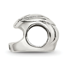 Sterling Silver 925 Race Car Helmet Bead with Antiqued Finish