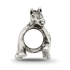 Sterling Silver 925 Horse Bead with Antiqued Finish Solid Design