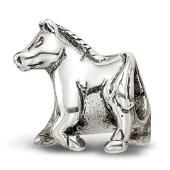 Sterling Silver 925 Horse Bead with Antiqued Finish Solid Design